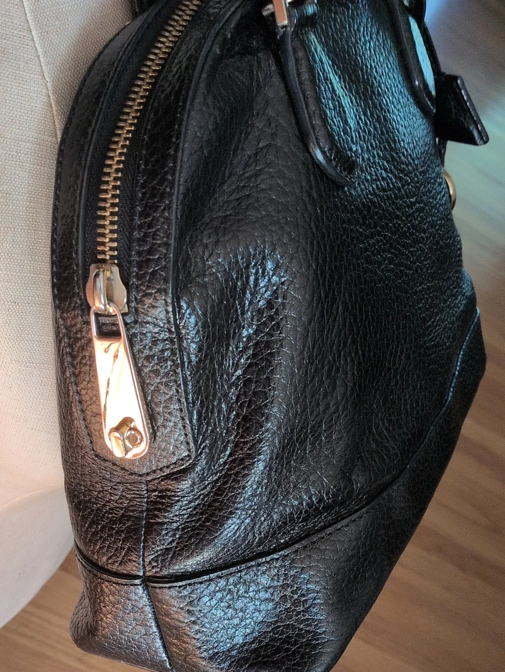 Michael Kors Smthe Dome Black Leather Satchel